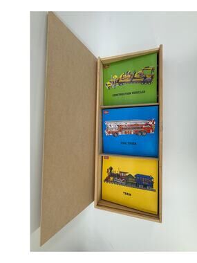 Transportation Vehicle Puzzle Set Wooden Storage Box Train Fire Truck T S Shure
